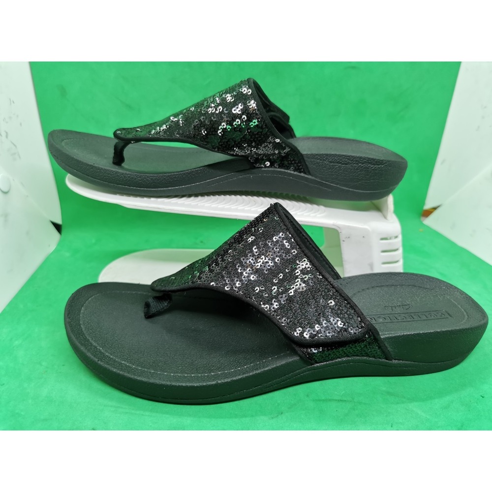 Clarks Collection Comfortable Sandals Womens Size 9 M Black Sequins Hook & Loop